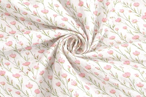 Image of Designer Floral Printed Flat Bedsheet for Double Bed 200tc to 220tc | Ultra Soft Cotton Fabric | King /Queen Size Top Sheet with 2 Matching Pillow Covers - 228 x 228 Cm, Pink Green