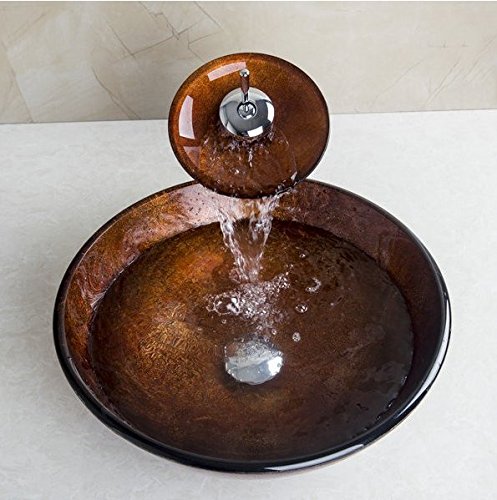 Lavabo de verre trempé avec cascade de salle de bain robinet au design transparent unique