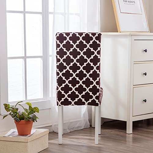 Hzdhclh Brown Chair Covers For Dining Room 6 Pack,Stretch Spandex Dining Chair Slipcovers Set Of 6,Washable Removalble Kitchen Chair Covers,Protector For Parson Chair #TOP3