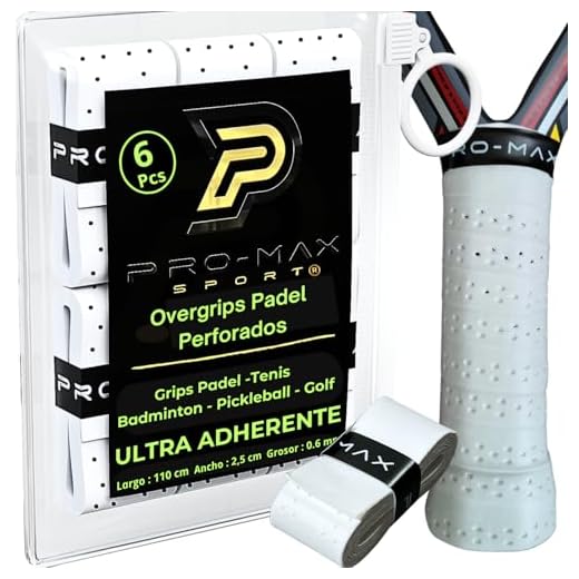 PRO-MAX SPORT Overgrips Padel Extra Adherente Perforados Blanco Pack 6/10 /50 Alta Absorción Sudor Cinta Agarre Antideslizante Grip Padel Pro Sobregrip Raqueta Tenis Durabilidad Accesorios Padel (6)