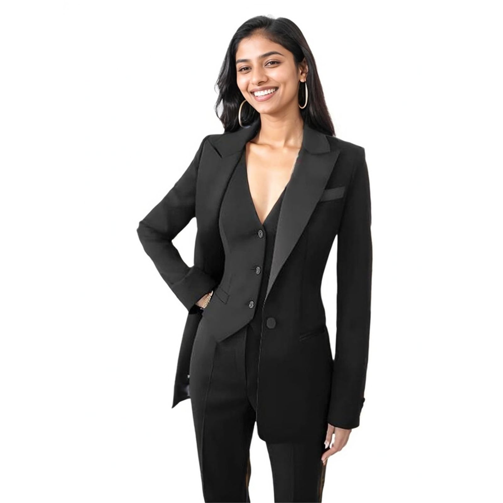 Womens Tuxedo 3 Piece Suit Sets for Women Blazer Pants Vest Set Womens Business Professional Outfits