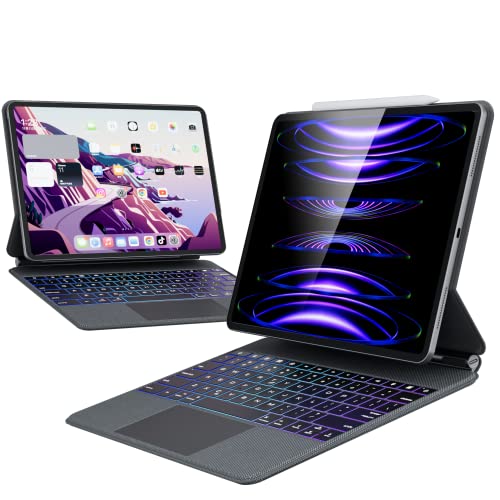 edaiser P129 Magic Keyboard Case: New iPad Pro 12.9 inch 6th 5th 4th 3rd Generation Smart Touch Touchpad RGB Backlit Slim Magnetic Cover with Keyboard for Apple iPad Pro 12.9-inch 2022 2021 2020 2018