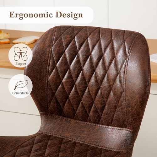 Image of Bar Stools Set of 3, Modern Swivel Counter Height Barstools for Kitchen Island Chairs, Adjustable Fabric Bar Stools with Back for Kitchen Counter Bar, Brown