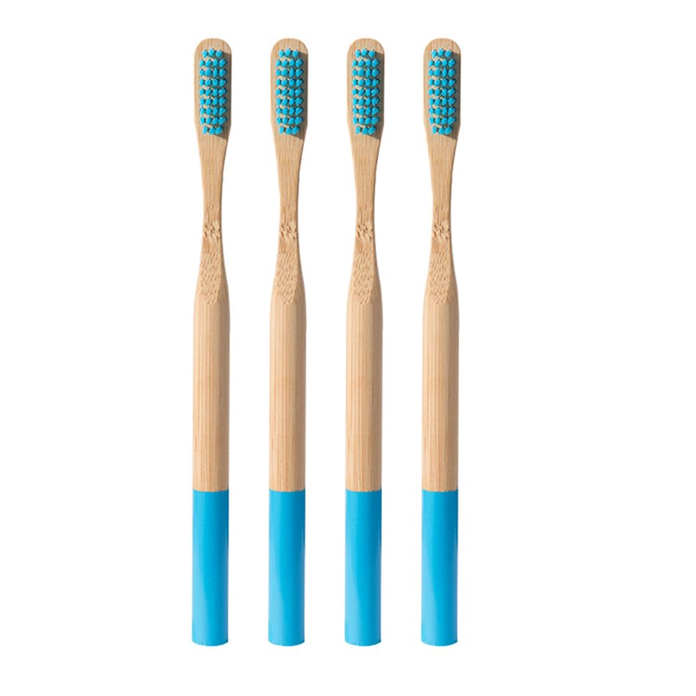 HEALLILY Bamboo Toothbrush 4 Pack Biodegradable Manual Toothbrushes for Adults Soft Bristle Ergonomic Non-Slip Handle Eco-Friendly Oral Care