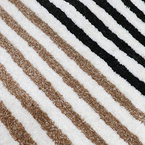 Image of THE HOME TALK Modern Polyester Area Rugs | Carpets for Living Room, Kitchen, Kid's Room, Bedroom | Microfiber Polyester Rugs | Shaggy Floor Carpet | Anti Skid Store (Black & White, 50 x 150 cm)