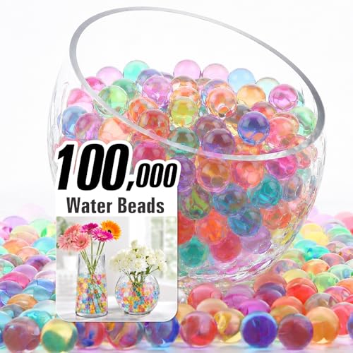 Awrmoo 100000 Water Beads Colorful Water Gel Jelly Beads for Vases Filler Floting Candles Wedding Centerpiece Christmas Decoration Floral Arrangement Home Decoration