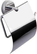 Kapitan Toilet Paper Holder Self-Adhesive 18/10 Stainless Steel Toilet Paper Holder with Lid, Wall Mounted, Polished, Made in the EU