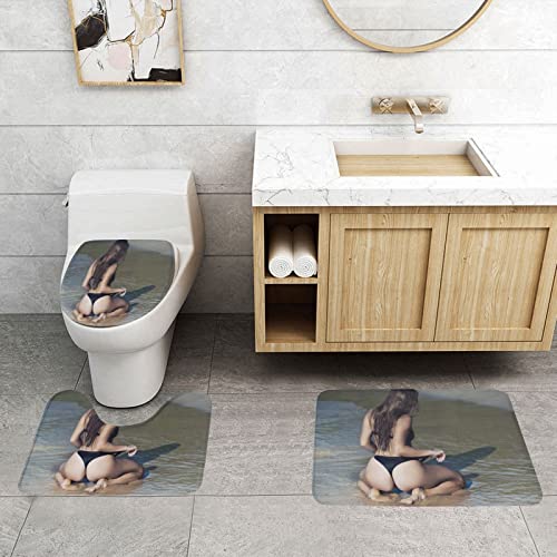 Badematten Set 3 Teilig,Toilettenmatte Set,3Er Badgarnitur Badezimmer Matte Set Dusch Bade Matte Vorleger Teppich 3D… – Bild 3