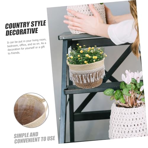 Panier à fleurs tressé en coton avec doublure PE pour décoration de table - 4