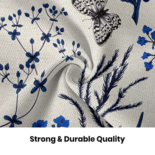 Image of AEIOAE Summer Pillow Covers 18x18 Inch Set of 2,Navy Blue Wild Flower Plant Throw Pillows Case,Seasonal Floral Outdoor Decorative Square Linen Farmhouse Decor Cushion Covers for Home Sofa Bed Couch