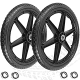 20x1.95' Flat Free Wheels Compatible with rubbermaid Wheelbarrow Wheels, 20' Flat Free Tires with 5/8' Bearing & 3/4' Bearing Replacement for rubbermaid Cart Wheels/Big Wheel Utility Carts-2PCS