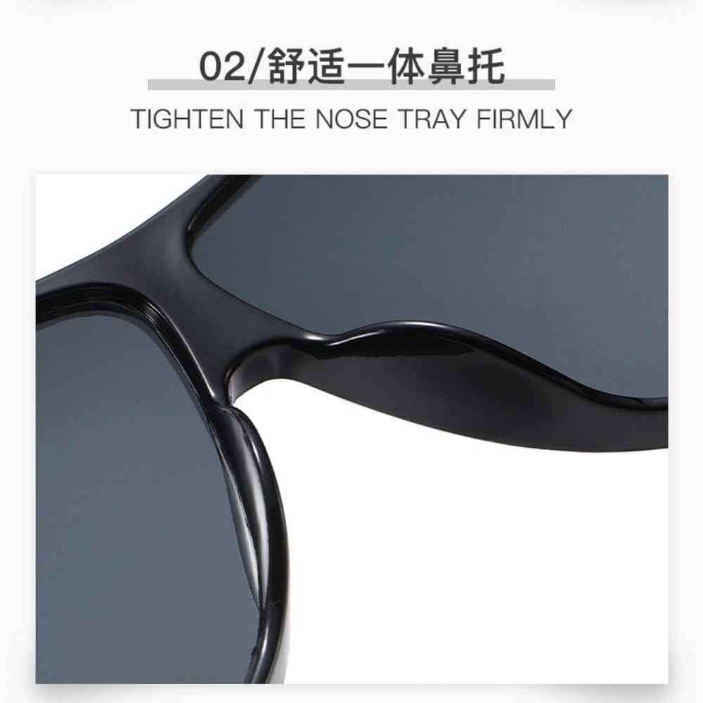 Minimalistische Retro-Sonnenbrille im Oversize-Stil mit farbigem Rahmen, einzigartigem Trend, UV-Schutz, klassischer Fahrbrille, Schwarz/Grau