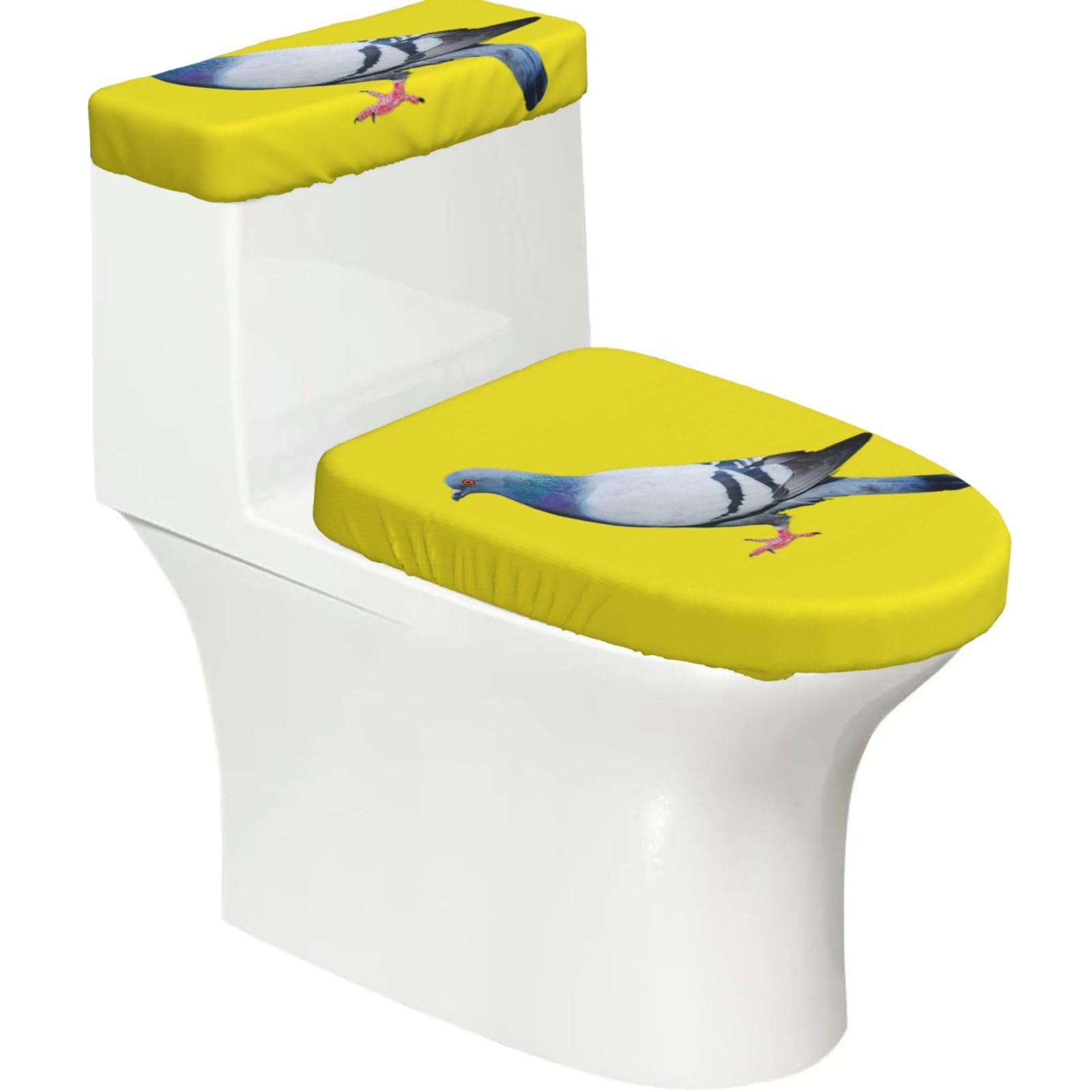 Pigeon Print Bathroom Decor Toilet Lid Cover And Tank Covers, Restroom Accessories Fits Most Round