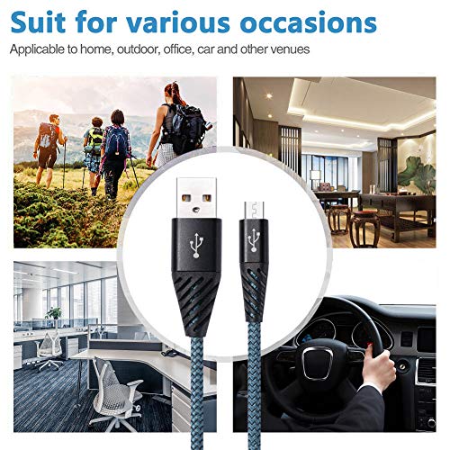 High Speed Micro Usb Cable 5 Pack 10Ft Android Cell Phone Charger Cables Nylon Braided Fast Charging Short Cord Compatible With Samsung S7 J7 Lg Htc Motorola Kindle Blackberry Nexus Xbox Ps4 Blue #TOP5
