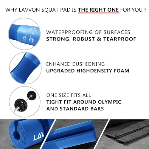 image for LAVVON Squat Pad - Foam Barbell Pad for Squats Cushion, Lunges & Bar P