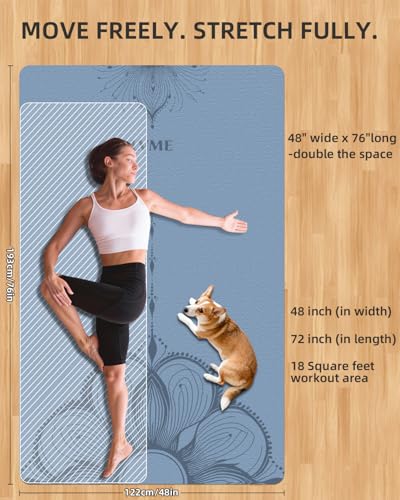 Image of Large Yoga Mat (75.5 inchx47.6 inchx0.4 inch)Extra Wide & Thick 10mm | Non-Slip Exercise Mat, High-Density TPE Mat for Yoga Pilates & Home Gym Workouts