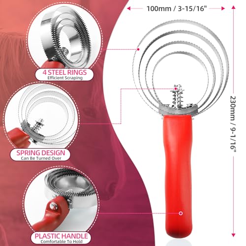 image for Kjsdn 4-Ring Reversible Stainless Steel Brush - Double-Sided Shedding 