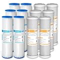 50 Micron Pleated Polyester Sediment Water Filter & 5 Micron CTO Carbon Block Water Filter 10"x2.5", Whole House Pre-Filter Universal Replacement Filter