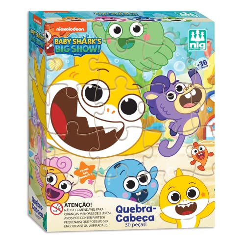 Nig Brinquedos Quebra Cabeça Baby Shark 30 Peças