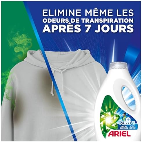 Ariel Active Lessive Liquide 70 Lavages Élimine les Odeurs de Transpiration Même Après 7 Jours Febreze Impeccable à Froi