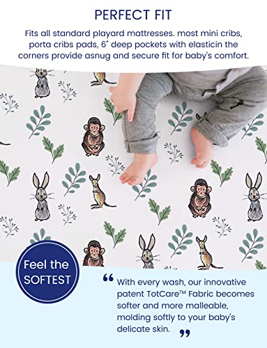 Totaha Premium Stretchy Pack N Play Playard Sheets | Mini Crib Sheets (2-Pack) -Hypoallergenic, Silky Comfort, Buttery Soft, Calming Effect, All-Season Jersey-Knit (Rabbit Orangutan & Woodland) #TOP2