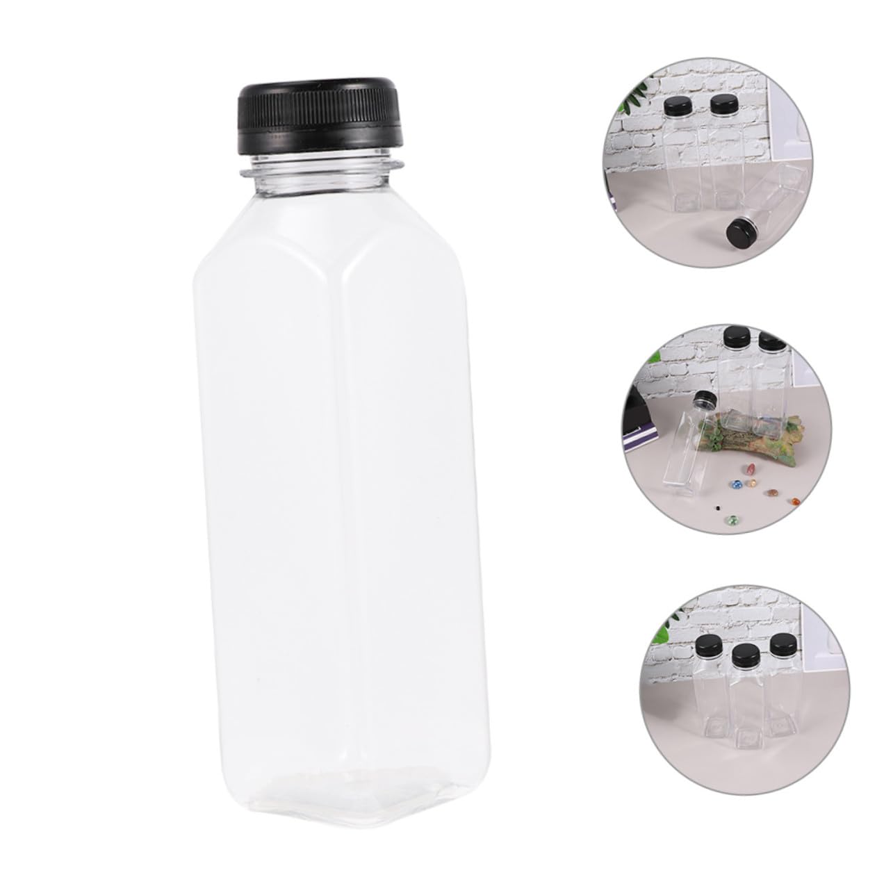 Bottiglia per Bevande 400ml in Plastica Nera, Riutilizzabile, 12 Pezzi