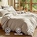 Bedsure 100% Washed Cotton Duvet Cover Queen Size - Oatmeal Minimalist Cotton Duvet Cover Linen Like for All Seasons - GentleSoft™ Plain Simple Bedding (Oatmeal, Queen, 90