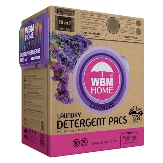 WBM 10-in-1 Laundry Detergent Pods, Fabric Softener with Lavender Extracts, High-Efficiency Laundry Pods with Powerful Stain Lifter Technology - 128 Count Bag