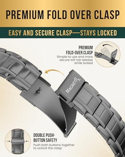 Image of MagnetRX 3X Strength Titanium Magnetic Bracelet - Magnetic Bracelets Men - Premium Fold-Over Clasp & Adjustable Length with Sizing Tool
