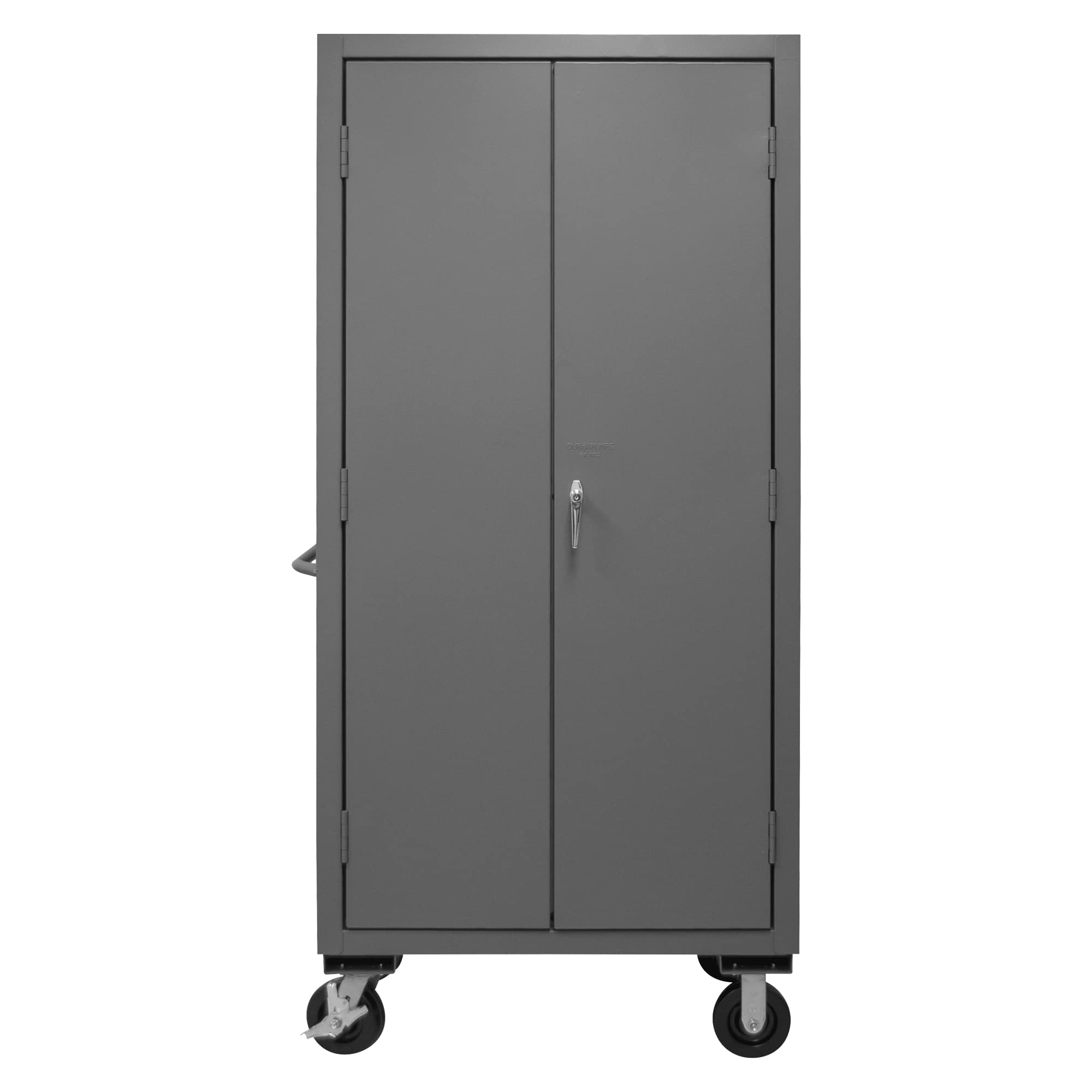 Durham 3501M-BLP-30-1795 Lockable Mobile Cabinet with 30 Red Hook-On Bins, Flush Door Style, 36