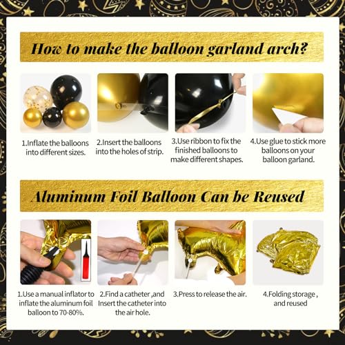 70th Birthday Decorations for Men Woman with Happy 70th Birthday Decorations Banner 70 Balloon Number, Black and Gold 70th Birthday Balloons Kit for 70th Birthday Party Decorations by Anjerlfu - Used condition - Image 3
