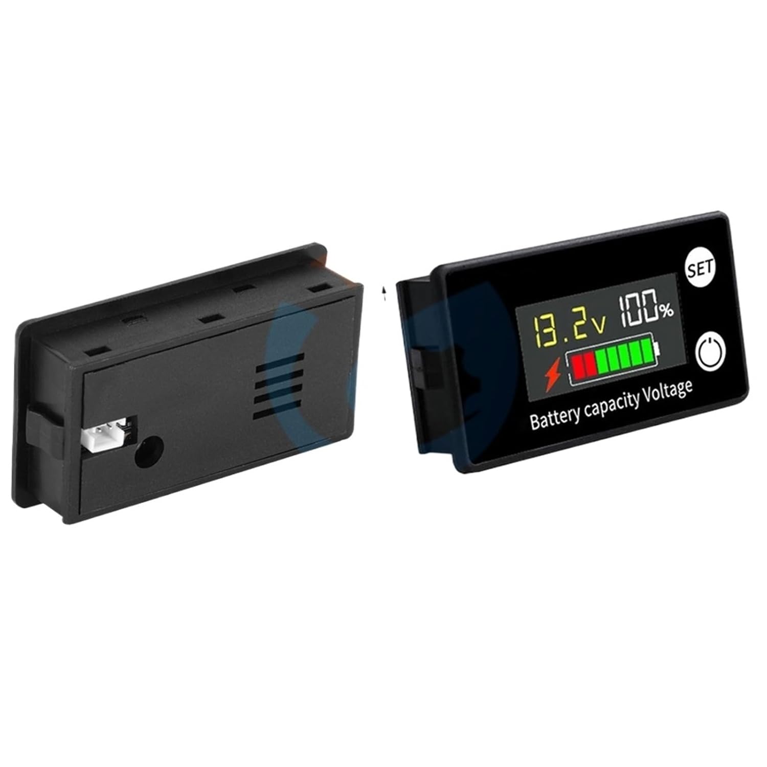 6133A DC8-100V LCD Digital Voltmeter Battery Indicator Lithium Capacity Monitor Car Motorcycle Voltage Gauge(Blue Screen,Temperature Alarm)