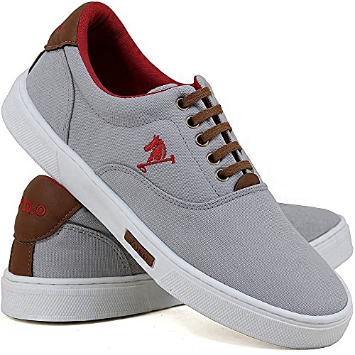 KIT 2 Sapatênis Polo Joy Casual Masculino em Lona-Preto e Cinza Claro - 47