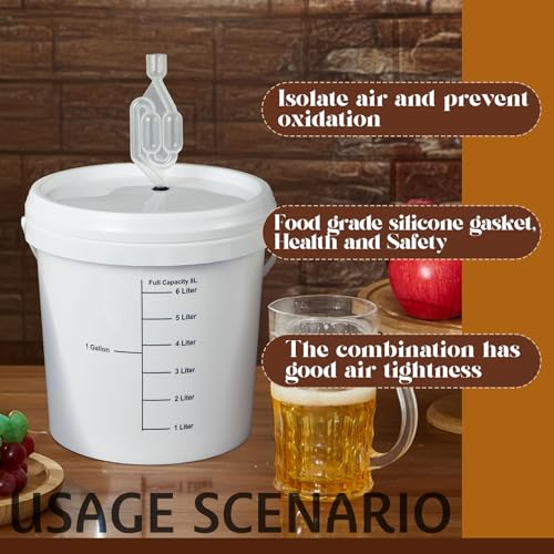 Image of Ziliny 4 Pcs White 2 Gallon Fermentation Bucket with Twin Bubble Airlock Grommets Lid Brewing Wine Fermenter Fermentation Kit for Home Beer Wine Mead Other Fermented Beverage