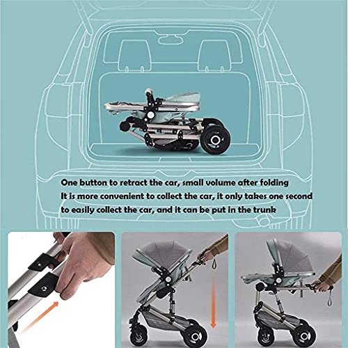 Zhiding Babykar 3 in 1 opvouwbare buggy 22-wheeler, kinderwagen met extra grote luchtwielen, voor kinderen schakelbare fietswalking, lange reis voor pasgeboren en peuter (Color : Brown) - Afbeelding 6