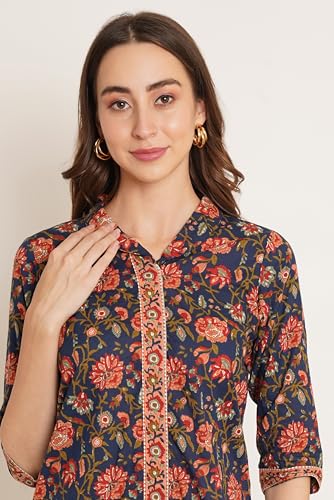 Image of COTLAND Fashions Jaipuri Cotton Floral Printed Shaded Shirt for Women (Top Style)
