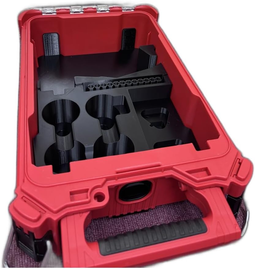 M12 Installation Driver (2505-20O) Organizer Insert for Milwaukee Packout Organizer 48-22-8435,Holds 4 Attachments, 2 Batteries, 12 Bits, PETG