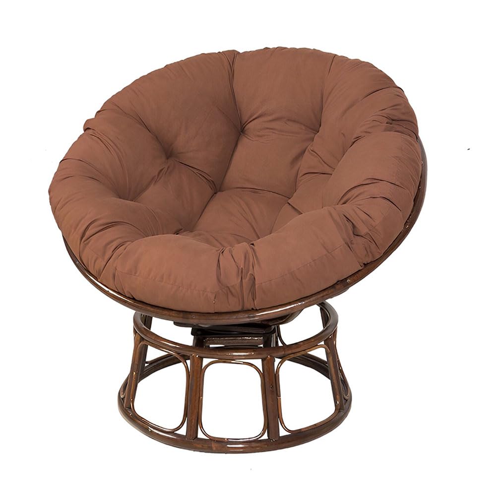 Surwin Papasan Chair Cushions, Thick Round Chair Cushions Hammocks Swing Pads, Papasan Round Chair Cushions with Fixing Straps, Indoor Egg Chair Cushion (80x80cm,Coffee)