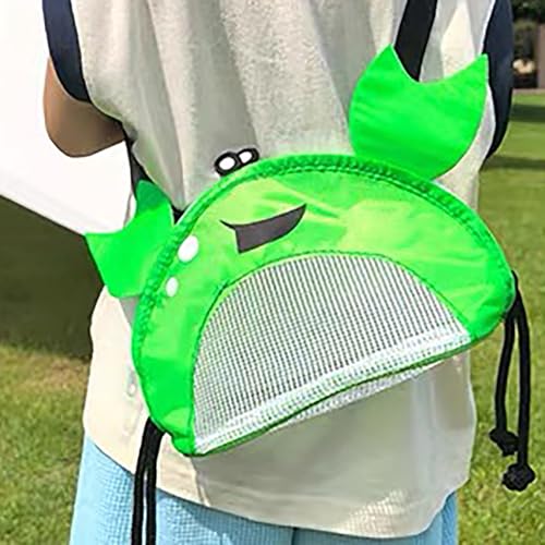 Image of Kids Mesh Beach Bag, Cute Crab-Shaped Seashell Collecting Bag with Adjustable Strap for Holding Shell Beach Toy