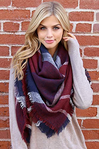 Women's Shawl Wrap Warm Scarf - Cozy Oblong/Plaid Blanket/Stripe Light Circle Infinity4