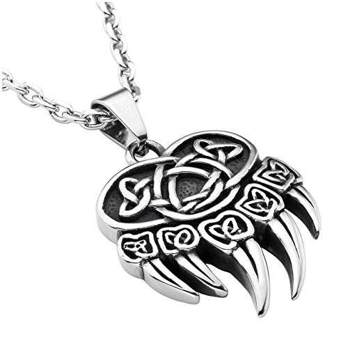PiercingJ Stainless Steel Thor's Hammer Valknut Knot Pendant Necklace Viking Pendant Necklace for Men Women