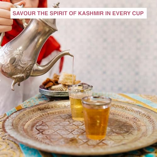 Image of CHAYAM Kashmiri Kahwa Green Tea - 50g /1.77oz each | Herbal Blend with Saffron, Cardamom, Cinnamon, Cloves, Almond & Rose Petals | Tea helps with digestion & metabolism |100% Natural - Pack of 2