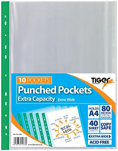 10 x A4 Extra Large Capacity Plastic Wallets Punched xl Glass Clear Poly Pockets