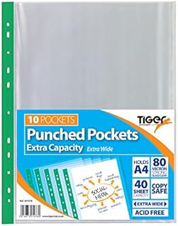 10 x A4 Extra Large Capacity Plastic Wallets Punched xl Glass Clear Poly Pockets