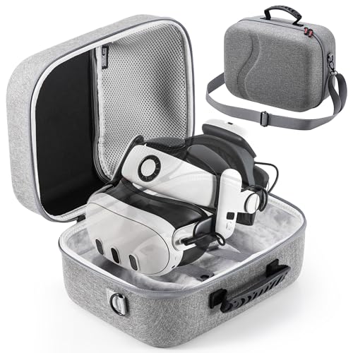 Funda de transporte grande para Meta Quest 3, funda de viaje rígida mejorada compatible con Kiwi Design/BOBOVR S3 Pro y otros accesorios de correa de cabeza Elite, funda de viaje para Oculus Quest 3