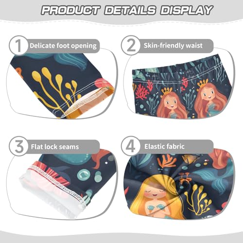 ALAZA Girls' Leggings Children's Yoga Pants Skinny Printed Dance Mermaid Coral Fish Comfortable 4T2