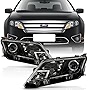 ACANII - For 2010 2011 2012 Ford Fusion Factory Style Black Projector Headlights Heaplamps Replacement Pair Left+Right