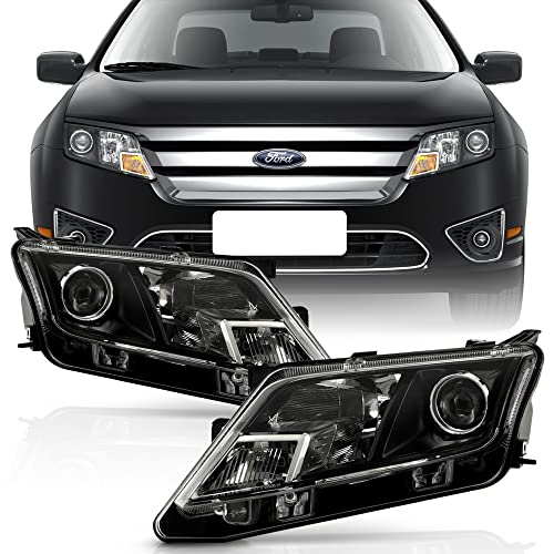 ACANII - For 2010 2011 2012 Ford Fusion Factory Style Black Projector Headlights Heaplamps Replacement Pair Left+Right