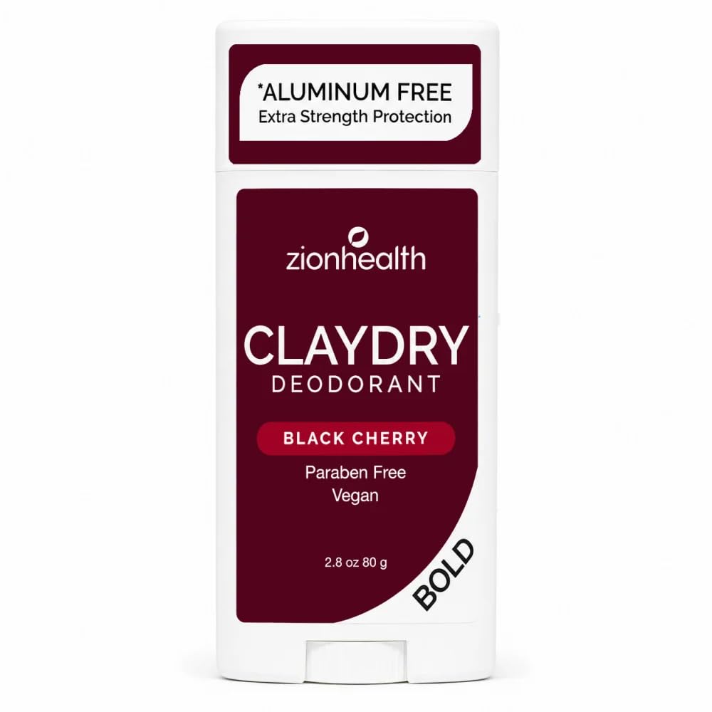 Clay Dry Bold Black Cherry Vegan Deodorant Zion Health 2.8 oz Stick
