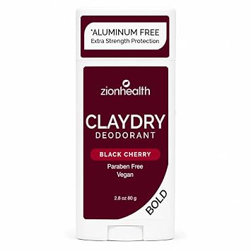 Clay Dry Bold Black Cherry Vegan Deodorant Zion Health 2.8 oz Stick